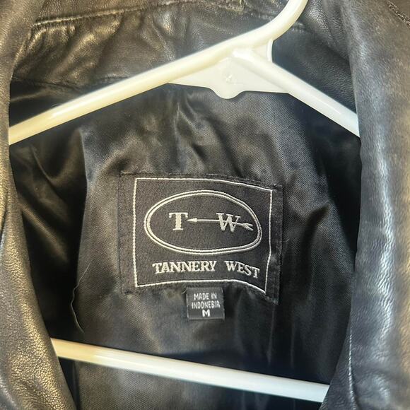 Tannery West Black Leather Zip Jacket Women’s Medium Vintage Classic - Picture 2 of 7
